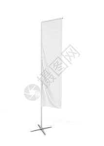 白色背景上孤立的空白矩形旗标语3d插图信息垂直的白色图片