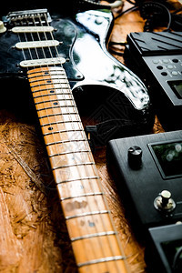 电缆摄影技术关闭乐器音背景概念吉他和演播室设备图片