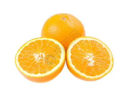 白底孤立的柑橘橙果和切片营养饮料食图片