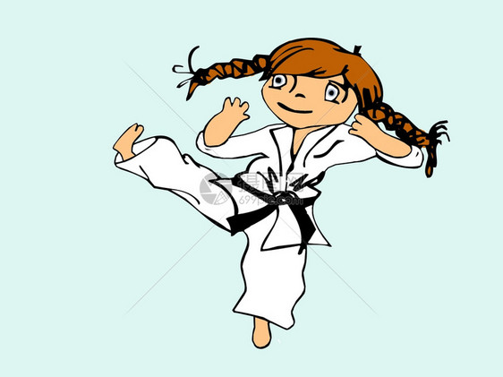 防御腿武术训练小女孩空手道图片