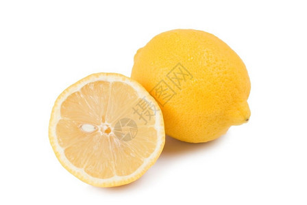 饮食叉柠檬汽水白色背景的孤立柠檬水果图片
