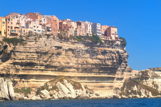 历史法国科西嘉海岸的博尼法西奥市蓝色的欧洲图片