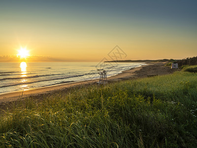 日出假期加拿大爱德华王子岛北部海岸卡文迪什滩的照片早晨图片