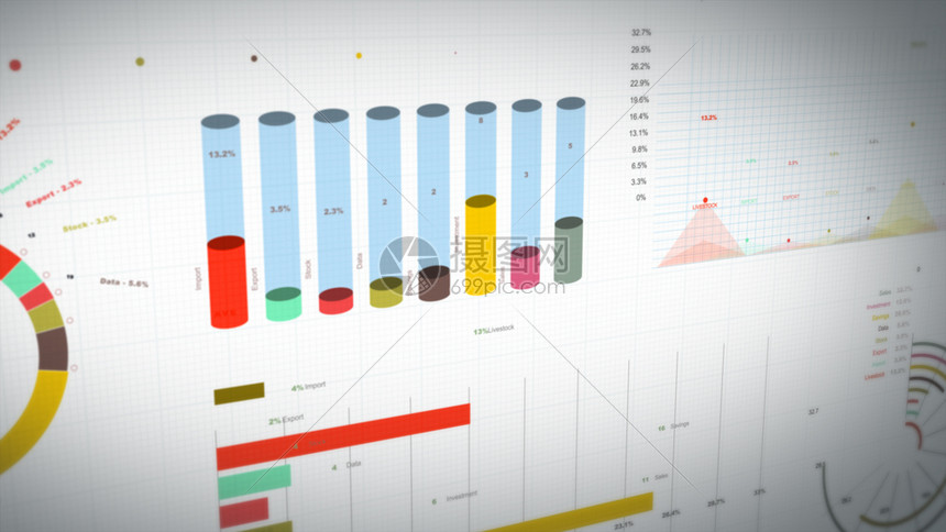 4k一套设计商业和市场数据分析报告的设计业务和市场数据分析与报告动画包括信息图条形统计表和商业统计市场数据和资料布局计算的术统数图片