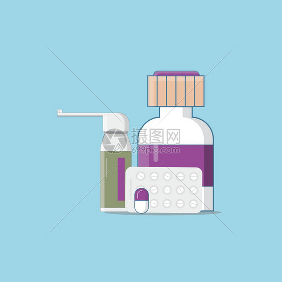 目的向量白色药物丸房瓶和抗生素物处方止痛保健店孤立插图图片