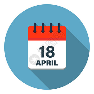 奏鸣曲红色的以蓝背景显示四月天的日历叶图标插图片