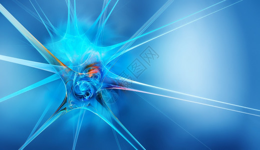 一种细胞蓝色的背景3D抽象神经元作为概念抽象医学背景图片