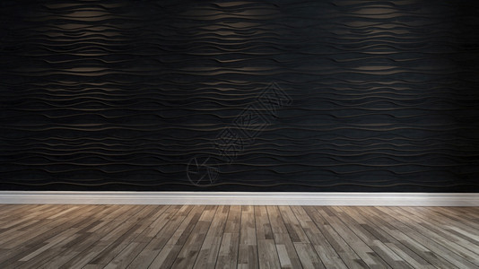 带点光和笔记设计构想的空黑波壁暗木头公寓图片