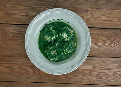 香菜鳗鱼胸腺绿色的Eel在佛兰芒大区菜中搭配图片