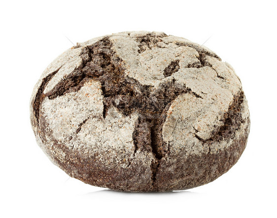 面粉在白色背景中孤立的面包Rye小麦水平的图片