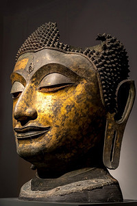 质地黑色背景的佛像Budha优雅的冥想图片