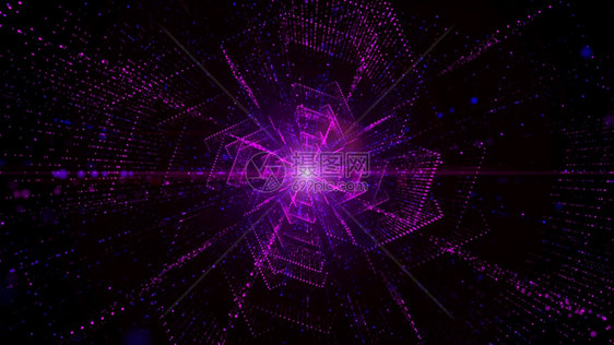 带有颗粒和照明的网络空间数字隧道技术网络连接抽象背景概念a具有微粒和照明的网络空间数字隧道信息活力运动图片