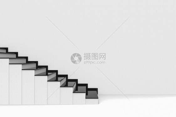 3d将现代黑色板块放在白水泥楼梯上复制空间墙背景梯子建造空的图片