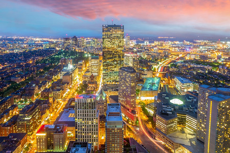 暮常见的美国马萨诸塞州日落时市中心波士顿下城嘛图片