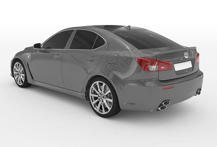 汽车隔离在白色灰油漆有玻璃后左sid后侧视图3D渲染现代的目变暗图片