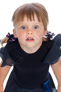 人们脸类一个小女孩的肖像令人惊异有表情的眼睛孤立在白色上图片