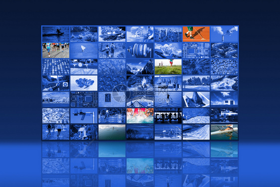 全球的大型多媒体视频墙宽屏幕网络流媒体电视节目商业收藏图片