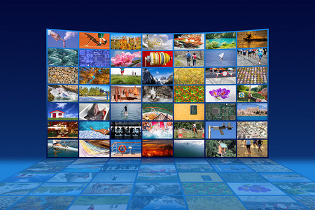 现代的收藏大型多媒体视频墙宽屏幕网络流媒体电视节目数字的图片