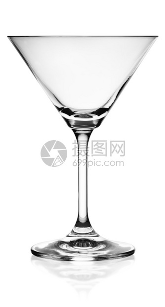 俱乐部白色背景上隔绝的空马提尼玻璃餐具优雅的图片