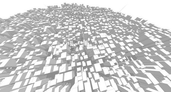 商业的建筑物线框架panorama建筑抽象3D插图建造图片