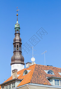 文化城市景观爱沙尼亚塔林圣灵教堂的美丽风景Tallinn观光图片