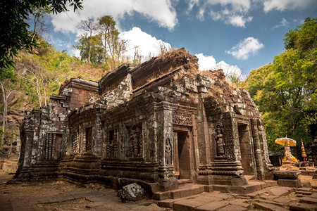 寺庙WatPhu是教科文组织在南老挝Champasak的世界遗产地亚洲人美丽的图片