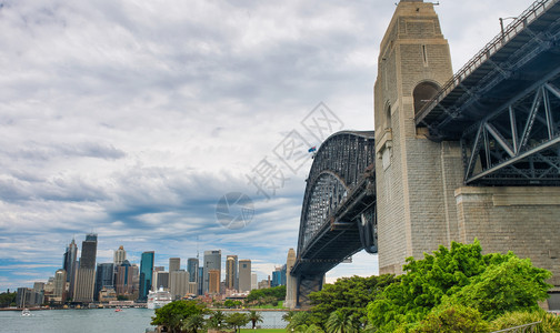 城市的天线新南威尔士州悉尼港桥澳大利亚城市标志图片