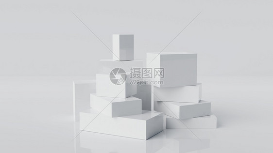 抽象白色立方体块移动画背景3d渲染抽象白色立方体块移动画背景3d渲染动画片现代的堵塞图片