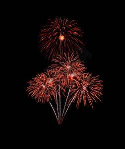 节日丰富多彩的乐趣美丽红烟花在夜空中爆炸孤立于黑色背景新年和周纪念概下新年和周纪念的概图片
