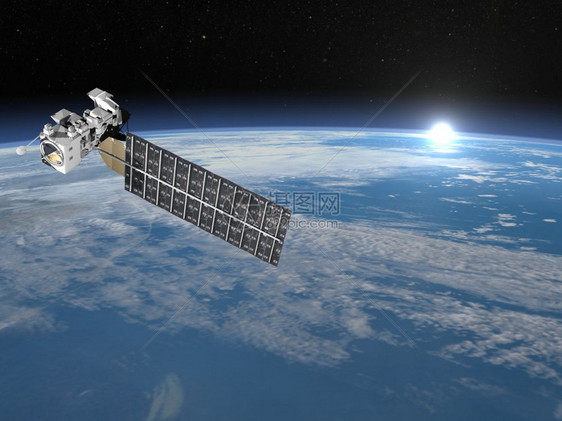 火箭飞船地球和太阳升起的空水星卫由NASA3D提供的这幅图像元素使成为图片