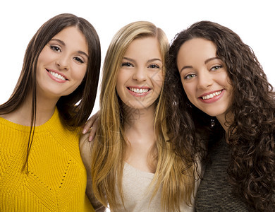 教育三个美丽的少女笑着微演唱室肖像美国人女图片