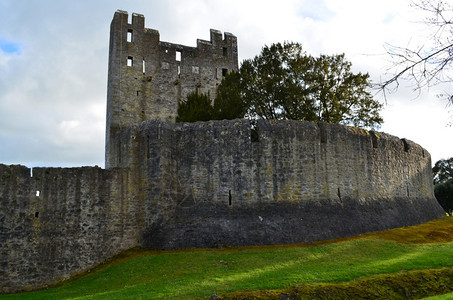 爱尔兰的德斯蒙城堡和周围石墙航空公司城堡废墟图片