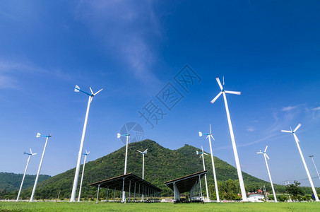 景观生态泰国Phitechaburi省电站风能涡轮机台白色的图片