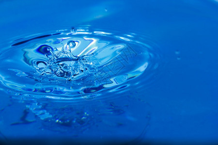 水滴子蓝色喷出面透明涟漪颜色图片