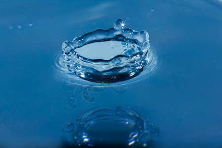 水滴子蓝色喷出面透明坠落溅起图片