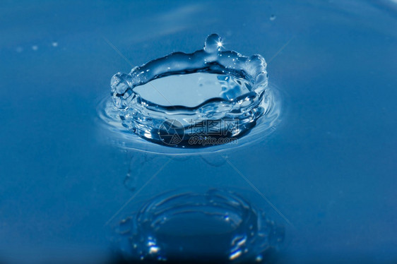 水滴子蓝色喷出面透明坠落溅起图片