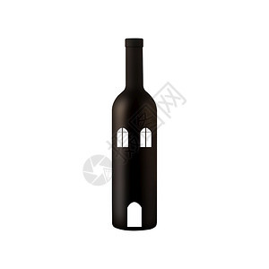 复制装有窗户和门的酒瓶插图室内酗酒或舒适的概念白底孤立的瓶子在白色背景上的瓶子建造工作室图片
