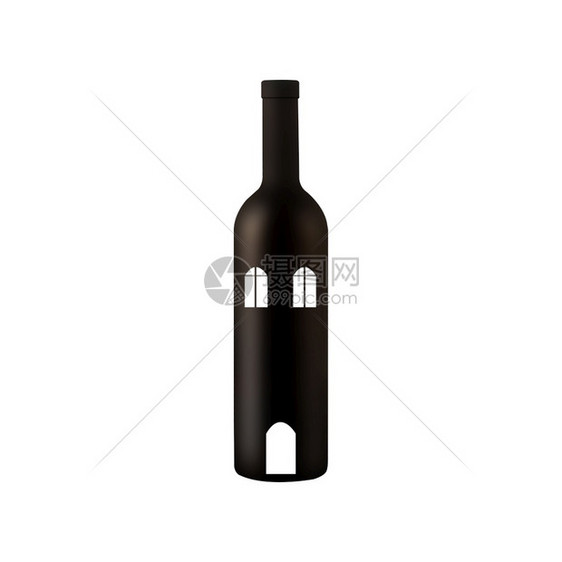复制装有窗户和门的酒瓶插图室内酗酒或舒适的概念白底孤立的瓶子在白色背景上的瓶子建造工作室图片