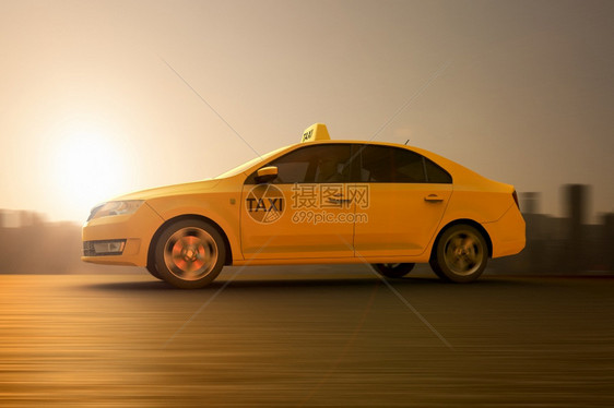 3D在运动中提供一辆计程车温暖的人们速度图片
