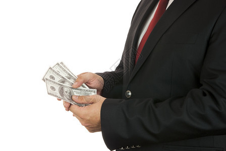 商人手里握着四百块的生意人存在货币领带图片
