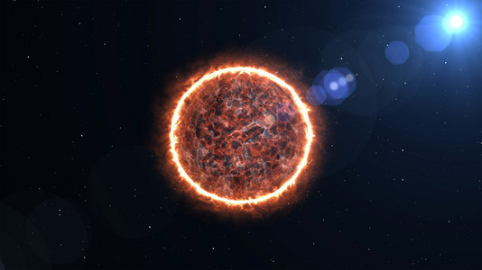 太阳表面和耀斑3D成形时的太阳和星与宇宙云在空间3D上星体圆圈热的图片