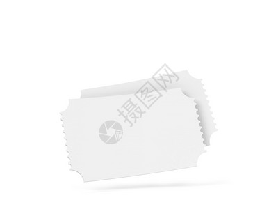 剧院纸板白色背景孤立的空白电影票或优惠券3d插图行业图片