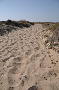 平静的入口穿过沙丘走到希腊科斯岛的海滩空图片