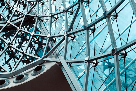 现代玻璃建筑结构详细图象SM反射细节蓝色的图片