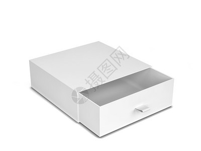 丝带白色背景上孤立的空白抽屉型箱模3d插图礼物生日图片
