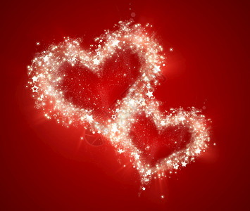 向日葵地 热汽球红色背景上闪亮明的心光天爱插画