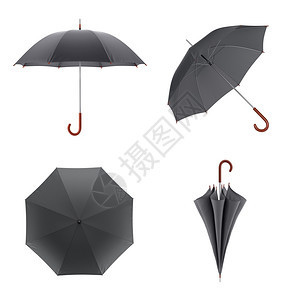 白色的深伞隔离在白背景3D插图上深色伞隔离在白背景插图安全的风暴图片