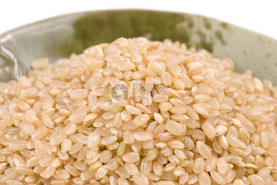 团体庄稼谷物碗中孤立的棕米饭日本主要食物图片
