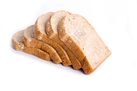 一顿饭切片全小麦面包白底孤立于营养自制图片