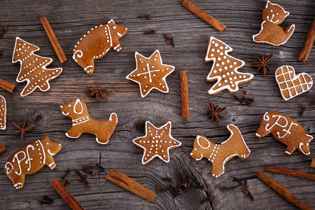 蛋糕食物甜的圣诞自制手工姜饼干木本底图片